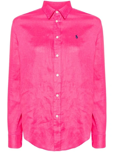 Shop Polo Ralph Lauren Shirts In Desert Pink