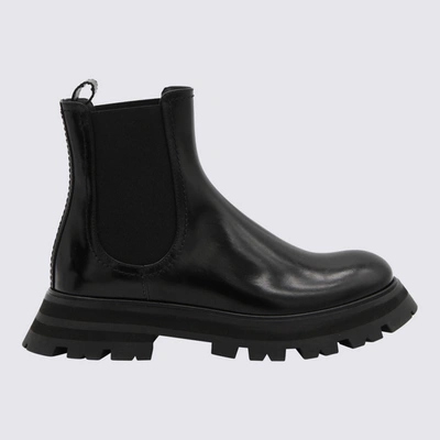 Shop Alexander Mcqueen Black Leather Beatles Boots