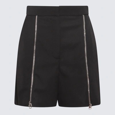 Shop Alexander Mcqueen Black Wool Zipped Shorts