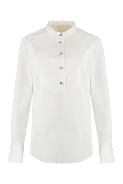 Shop Chloé Cotton Poplin Shirt In Ivory