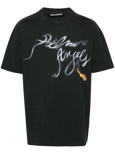 Shop Palm Angels Foggy T-shirt With Print In Black