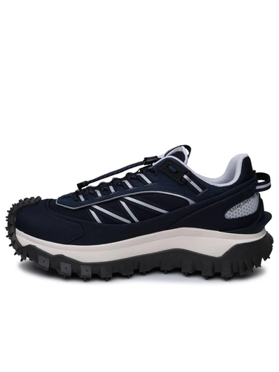 Shop Moncler Blue Leather Blend Sneakers In Navy