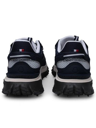 Shop Moncler Blue Leather Blend Sneakers In Navy