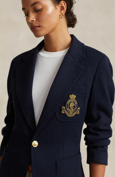 Shop Polo Ralph Lauren Logo Crest Blazer In Park Avenue Navy