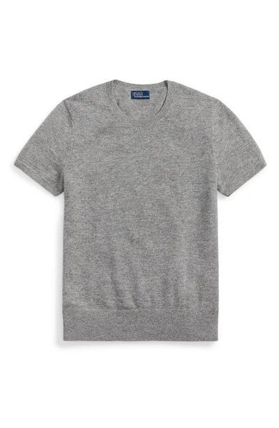 Shop Polo Ralph Lauren Cashmere Short Sleeve Sweater In Battalion Grey Heather