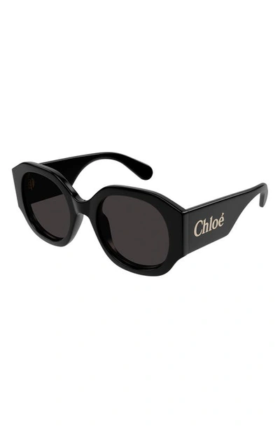 Shop Chloé 53mm Round Sunglasses In Black