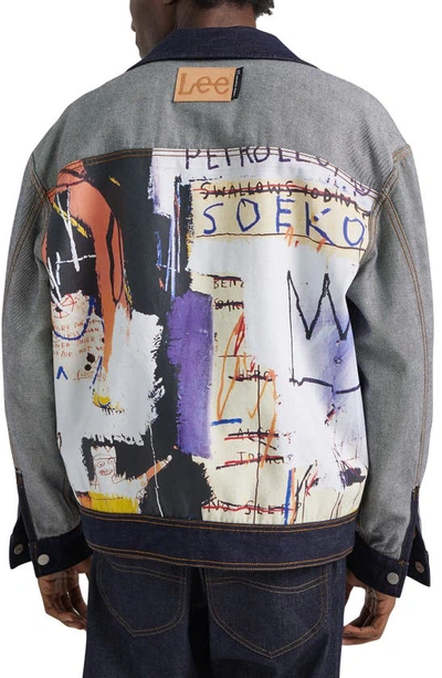 Shop Lee X Basquiat Graphic Denim Rider Jacket In Rinse