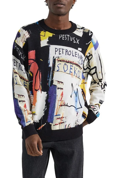 Shop Lee X Basquiat Print Cotton Graphic Sweater In Black