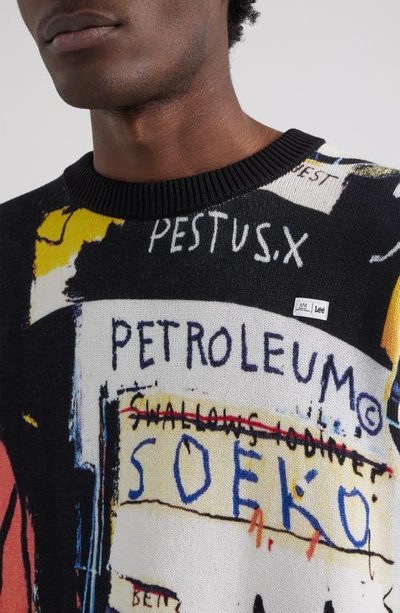 Shop Lee X Basquiat Print Cotton Graphic Sweater In Black