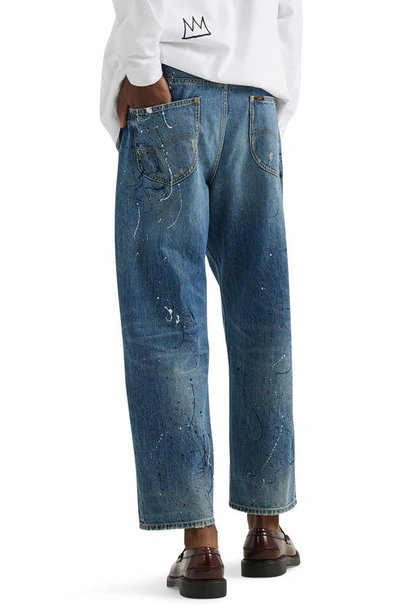 Shop Lee X Basquiat Paint Splatter Jeans In Mid Shade