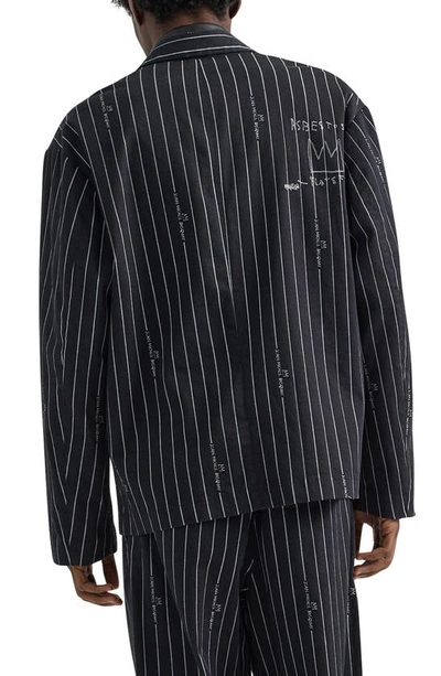 Shop Lee X Basquiat Stripe Cotton Blazer In Black