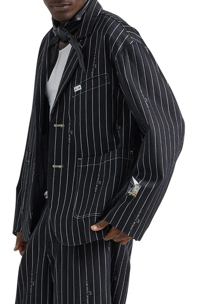 Shop Lee X Basquiat Stripe Cotton Blazer In Black