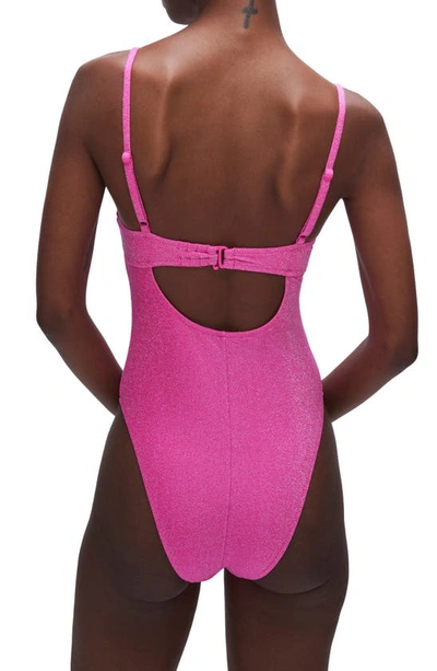 Shop Good American Sparkle Show Off Underwire One-piece Swimsuit In Knockoutpink001