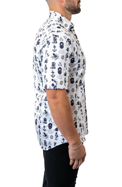 Shop Maceoo Galileo Stretchnautical White Short Sleeve Performance Button-up Shirt