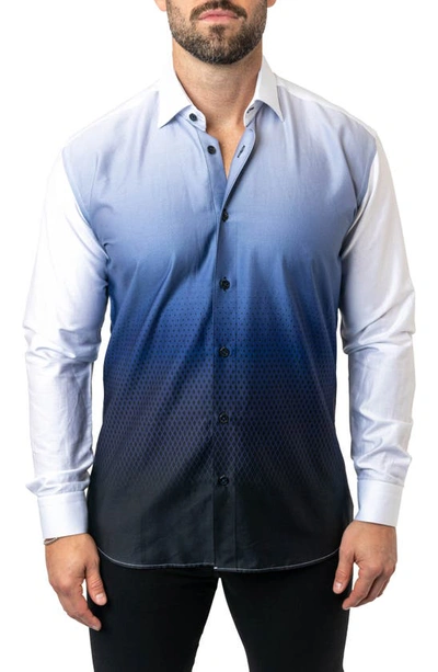 Shop Maceoo Fibonacci Antonio 45 Ombré Cotton Button-up Shirt In White