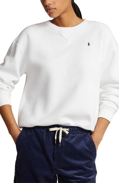 Shop Polo Ralph Lauren Arctic Fleece Sweatshirt In White