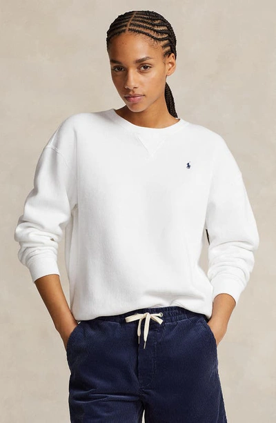 Shop Polo Ralph Lauren Arctic Fleece Sweatshirt In White