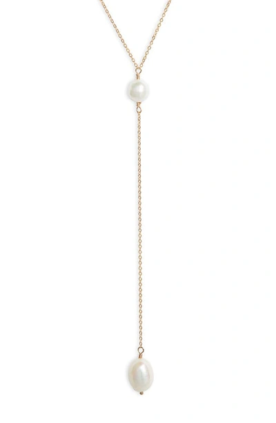 Shop Set & Stones Penny Freshwater Pearl Y-necklace In Gold