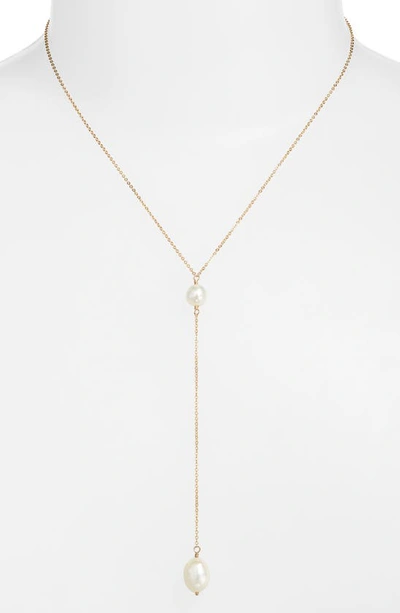 Shop Set & Stones Penny Freshwater Pearl Y-necklace In Gold