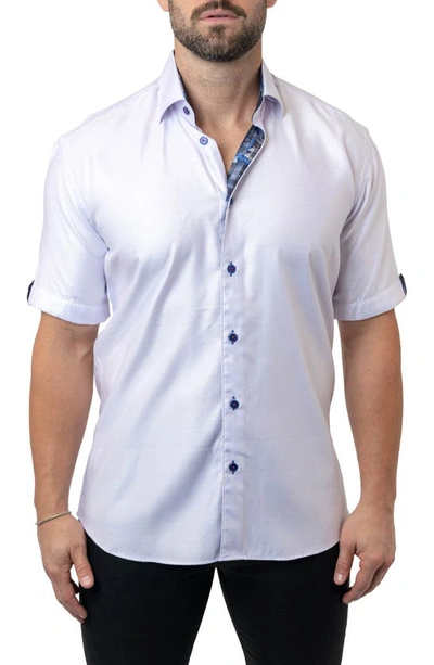 Shop Maceoo Galileo Grate 44 White Contemporary Fit Short Sleeve Button-up Shirt