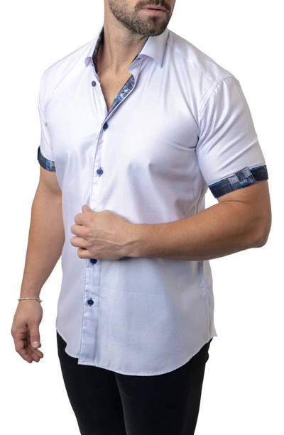 Shop Maceoo Galileo Grate 44 White Contemporary Fit Short Sleeve Button-up Shirt