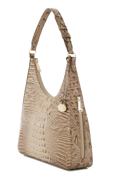 Shop Brahmin Tabitha Croc Embossed Leather Shoulder Bag In Sesame