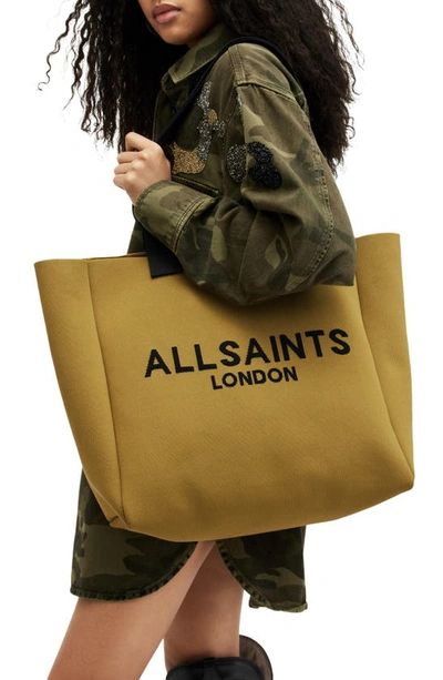 Allsaints Womens Sap Green Izzy Logo-print Recycled-polyester Tote Bag In Sap Green