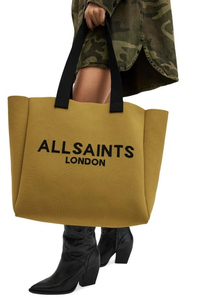 Allsaints Womens Sap Green Izzy Logo-print Recycled-polyester Tote Bag In Sap Green