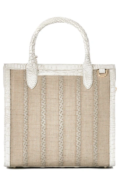 Shop Brahmin Caroline Croc Embossed Leather Satchel In Coconut Milk