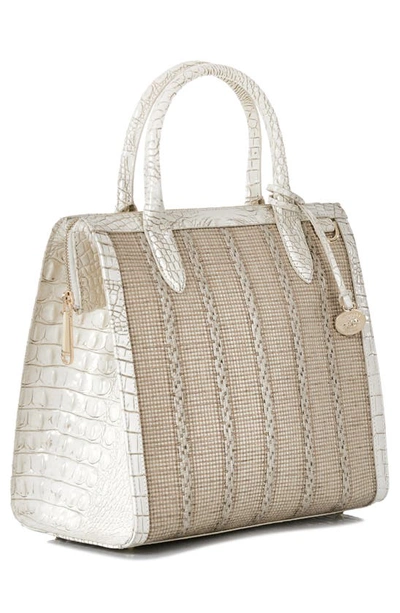 Shop Brahmin Caroline Croc Embossed Leather Satchel In Coconut Milk