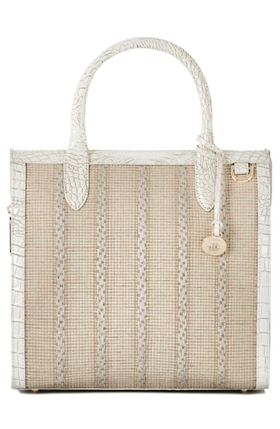 Shop Brahmin Caroline Croc Embossed Leather Satchel In Coconut Milk