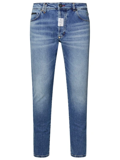 Shop Philipp Plein Light Blue Cotton Jeans