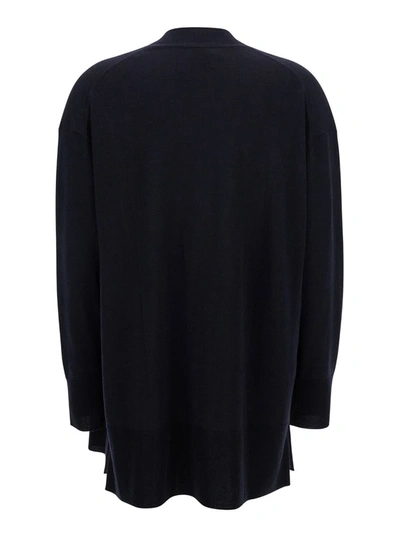 Shop Allude Blue Open Cardigan With Long Sleeves In Wool Woman