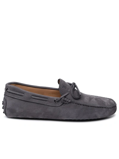 Shop Tod's Grey Suede Loafers
