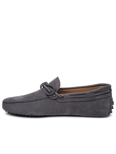 Shop Tod's Grey Suede Loafers