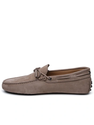 Shop Tod's Beige Suede Loafers