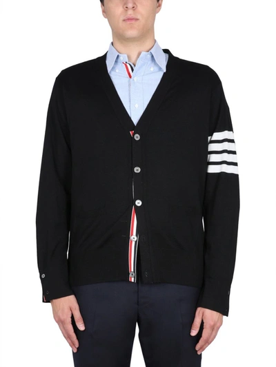 Shop Thom Browne 4bar Stripe Cardigan In Black