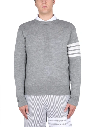 Shop Thom Browne 4bar Stripe Jersey In Grey