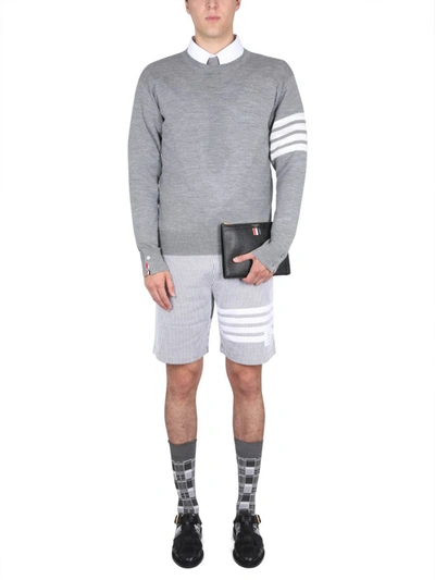 Shop Thom Browne 4bar Stripe Jersey In Grey