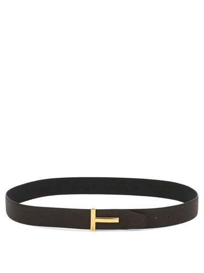 Shop Tom Ford "t Icon" Reversible Belt In Brown
