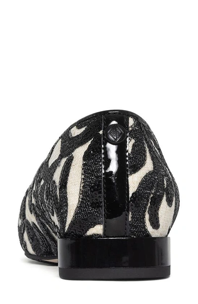 Shop Donald Pliner Reena Sequin Embellished Loafer Flat In Natural/ Black
