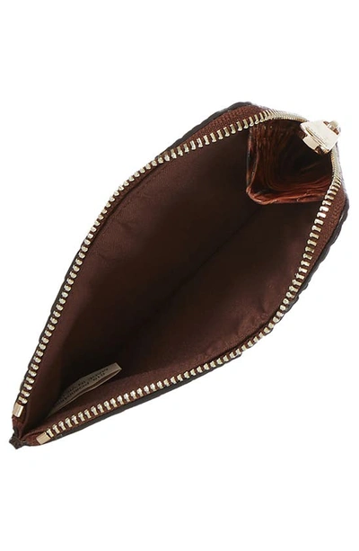 Brahmin Lennon Croc Embossed Leather Card Case In Pecan