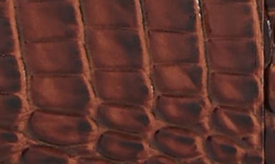 Brahmin Lennon Croc Embossed Leather Card Case In Pecan