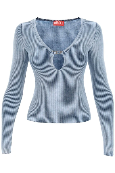 Shop Diesel M Teri Ribbed Sweater With Logo Plaque