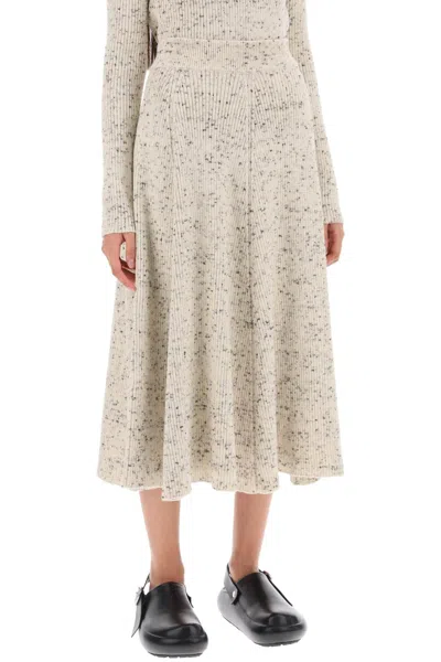 Shop Jil Sander Speckled Wool Midi Skirt