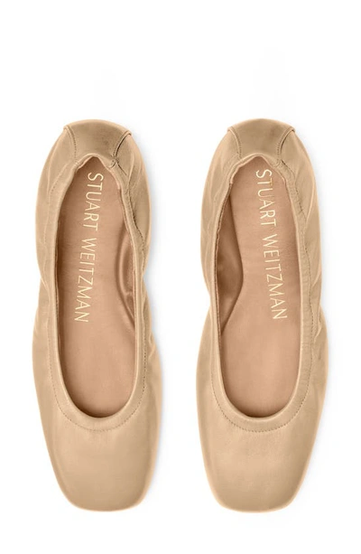 Shop Stuart Weitzman Leather Ballet Flat In Adobe
