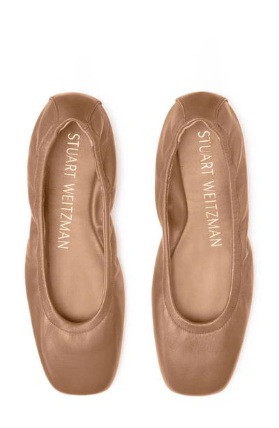 Shop Stuart Weitzman Leather Ballet Flat In Tan