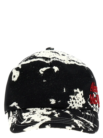 Shop Alexander Mcqueen All Over Print Cap Hats White/black