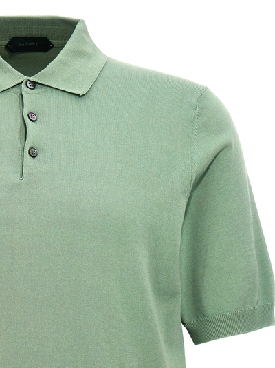 Shop Zanone Cotton  Shirt Polo Green