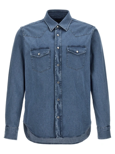 Shop Tom Ford Denim Shirt Shirt, Blouse Blue